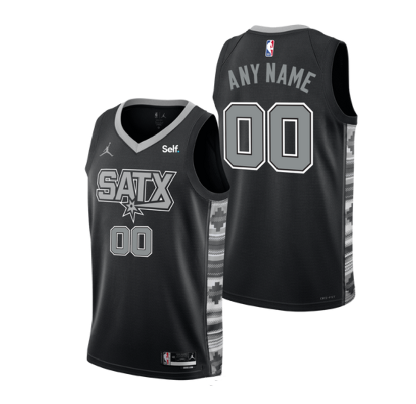 Men's San Antonio Spurs ActiVE Player Custom Black 2022/23 Statement Edition Stitched Basketball Jersey
